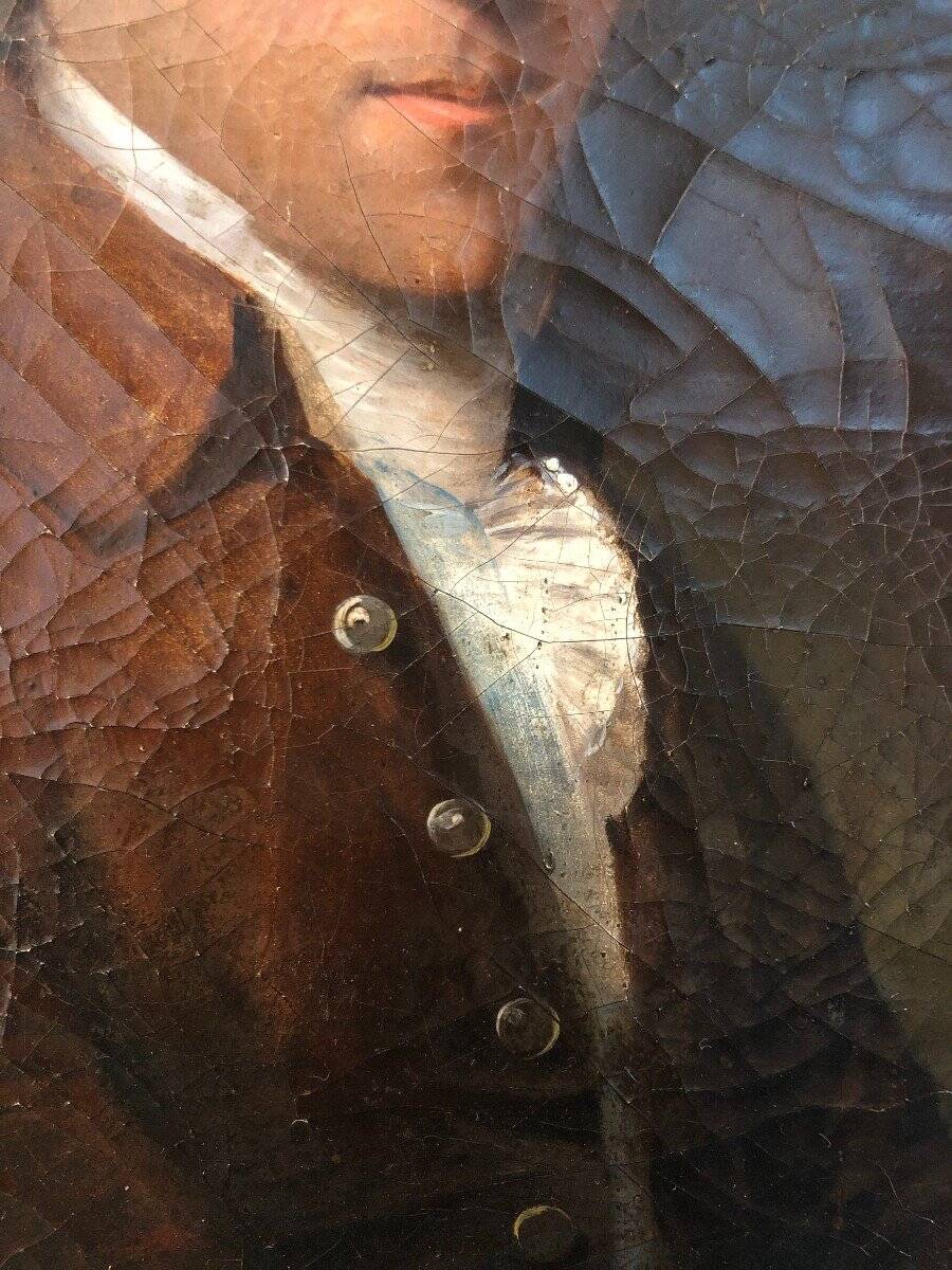 Portrait d'homme au pastel ovale français du XVIIIe siècle dans son cadre d'origine