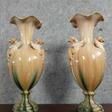 Delphin MASSIER (1836-1907) (after): Pair of large baluster-shaped earthenware vases
