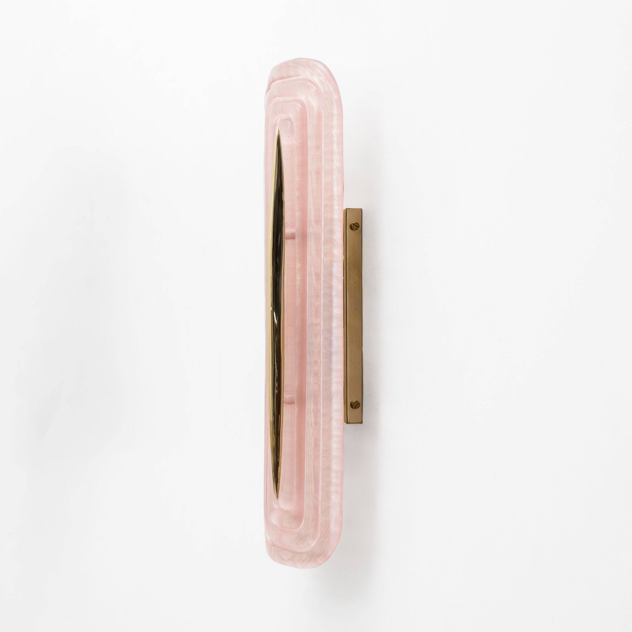 Pair of Modern Murano Glass Pink and Brass Sconces, Italy