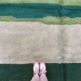 Moroccan green rug woven in natural wool size 250cm×150cm
