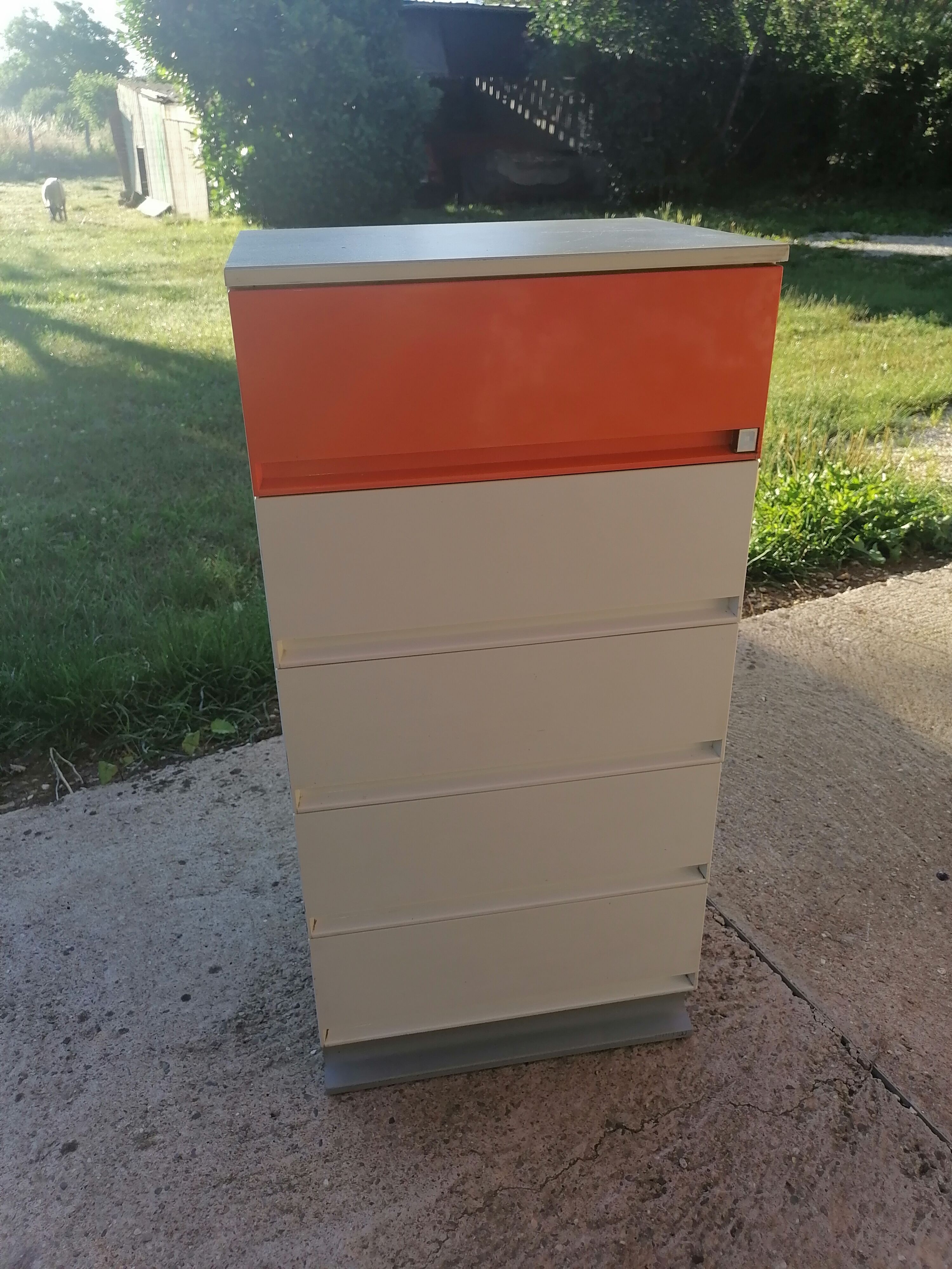 Allibert small vanity cabinet bathroom orange 1970