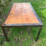 Large industrial table in wood and metal