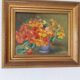 Huile sur panneau vintage signée Hourregue - bouquet de fleurs