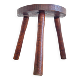Tabouret tripode en bois massif - porte plante brutaliste