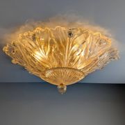 Barovier & Toso Foglia d’Oro Murano ceiling lamp, Italy, 1980s