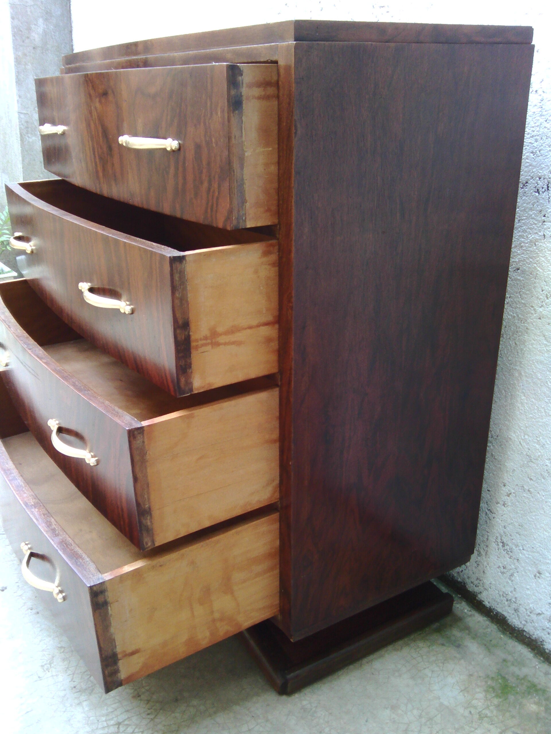 Art Deco curved chest of drawers