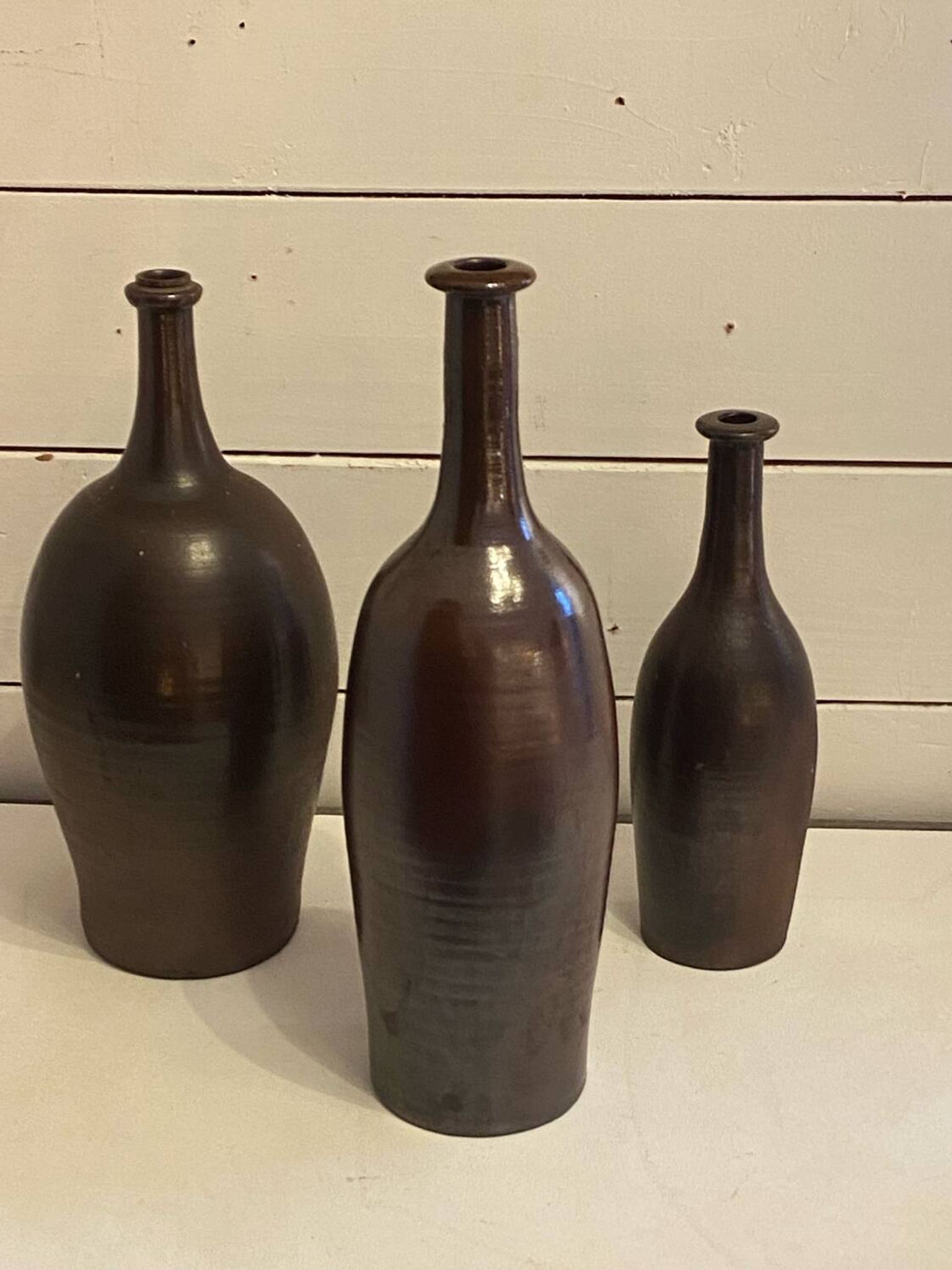 Lot de 3 bouteilles en céramique