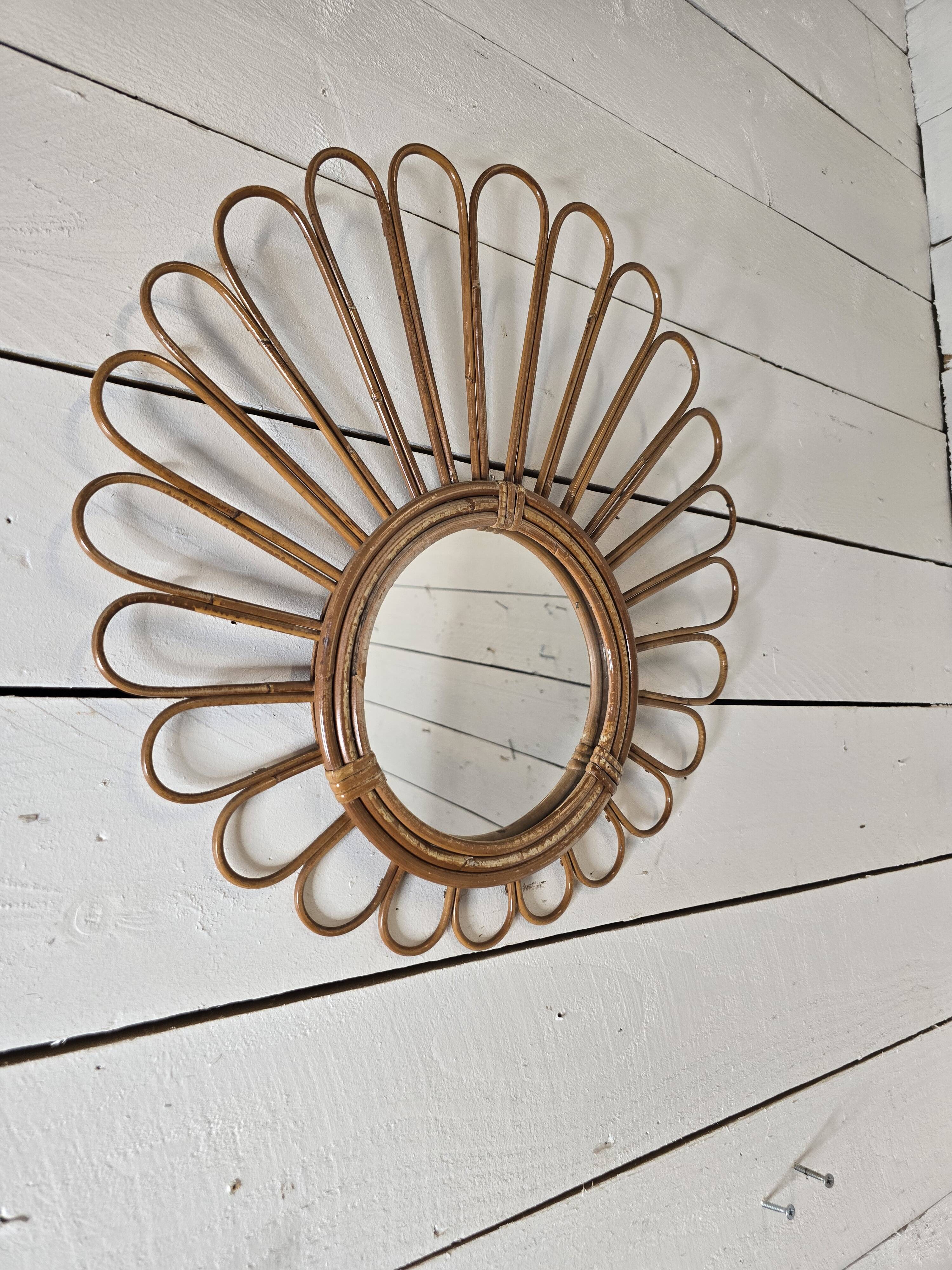 Rattan mirror from the 60s