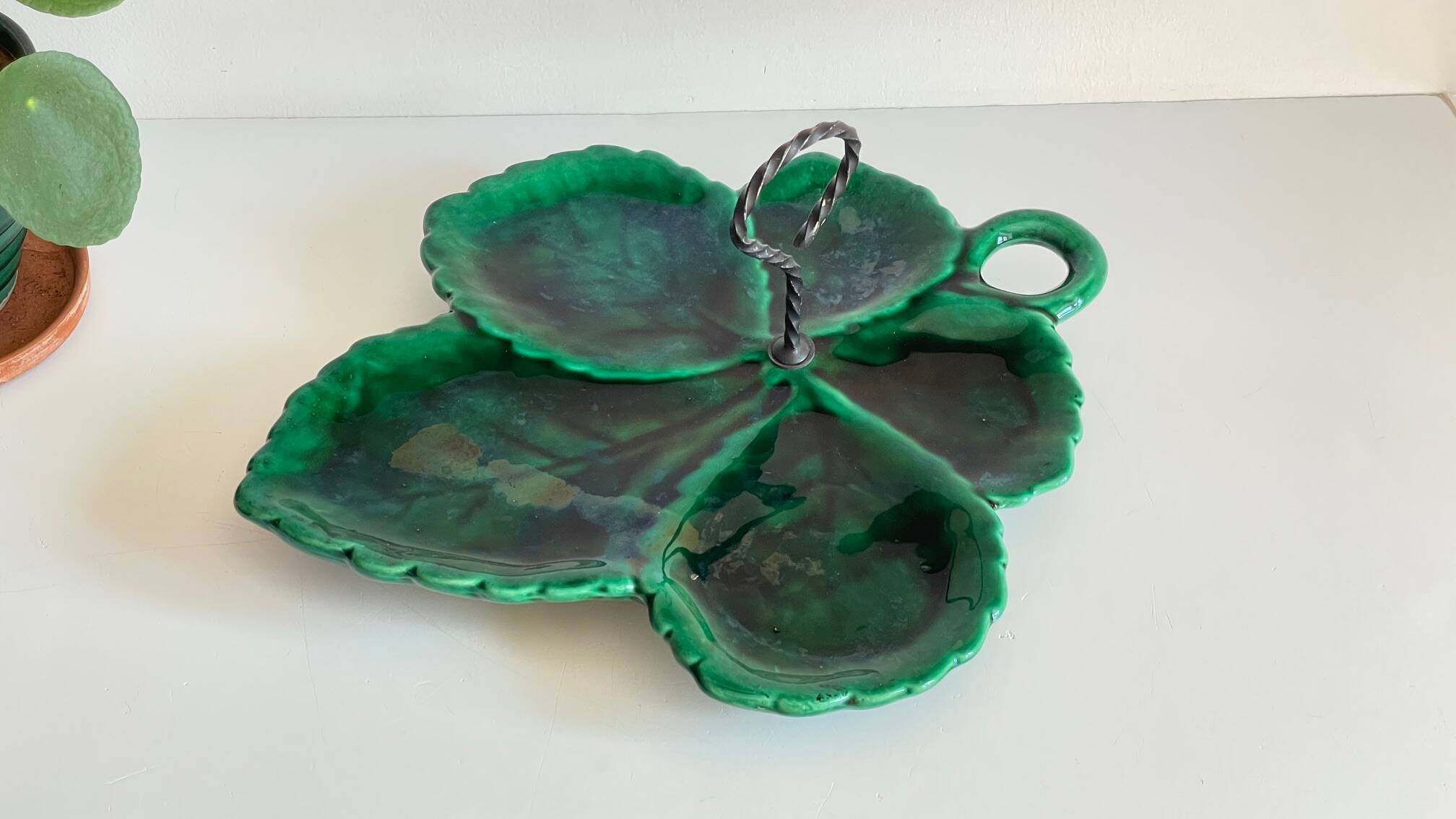 Vintage glazed ceramic slip dish