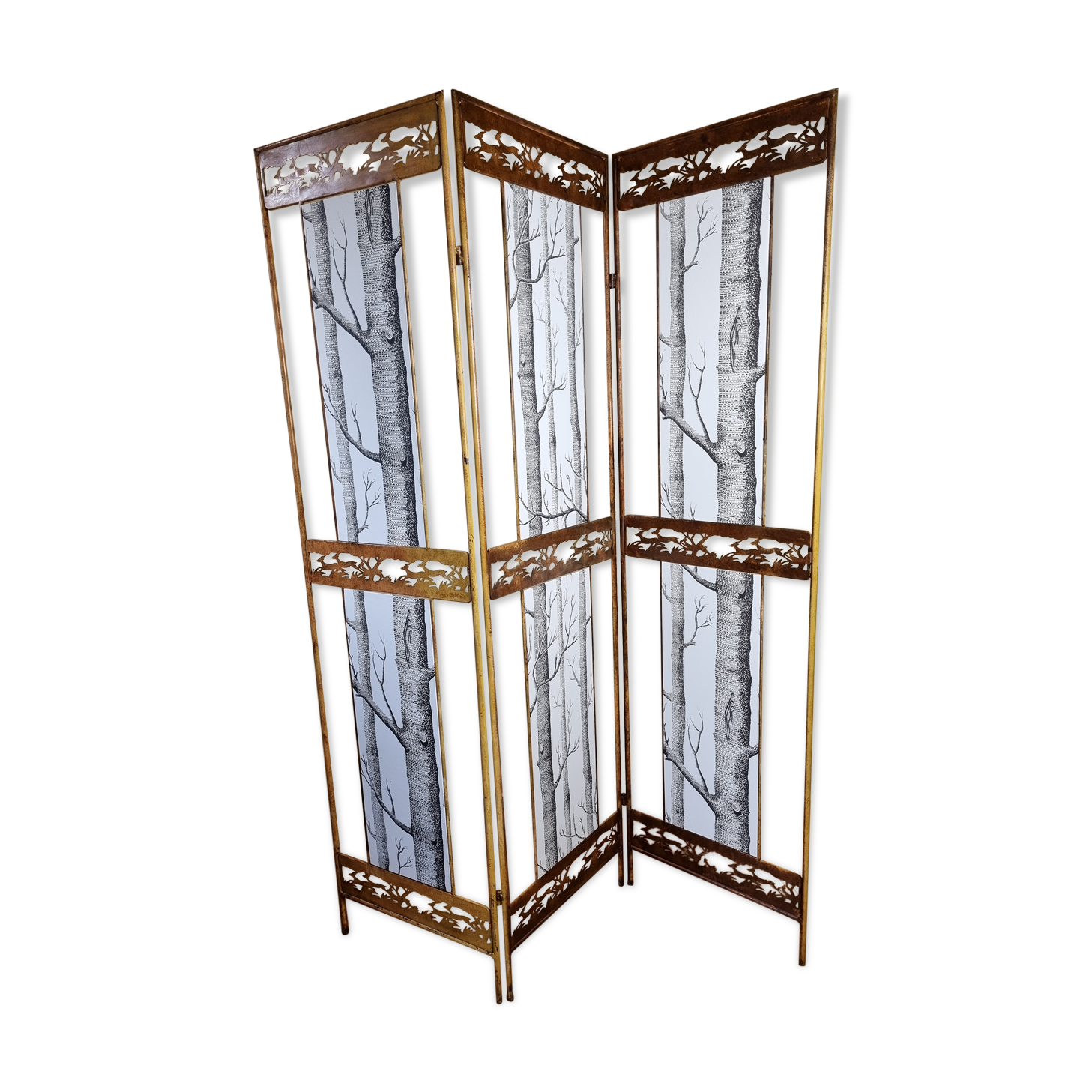 Old restyled metal screen, 3 shutters, 170 cm