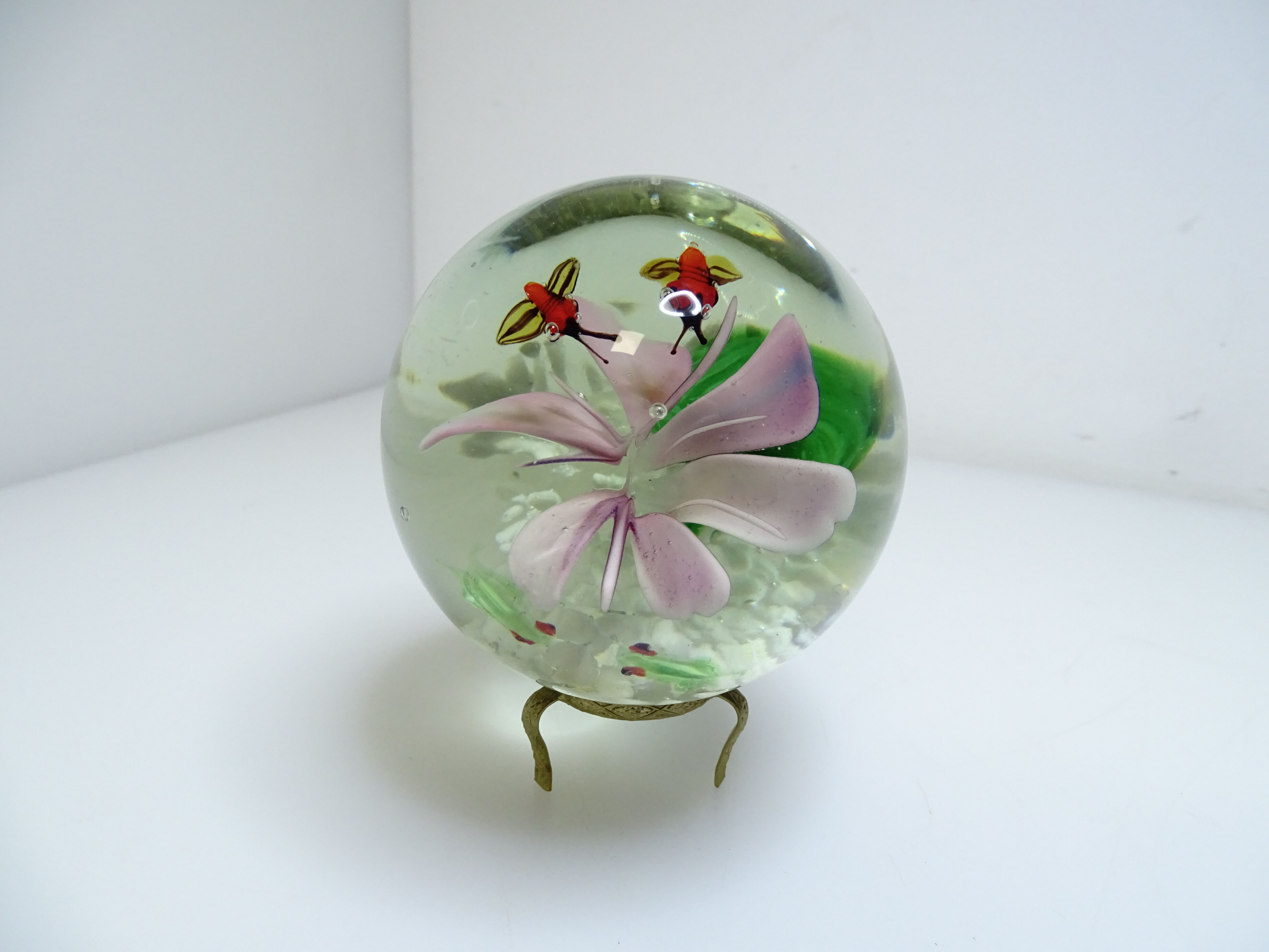 Paper press ball parchment flower, frogs and vintage insects