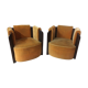 Set of 2 armchairs Art Deco 1950 velvet and blackened wood
