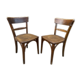 Paire de chaises de brasserie bois courbé