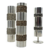 Set of three brutalist metal vases by BMF – Germany, 1970s