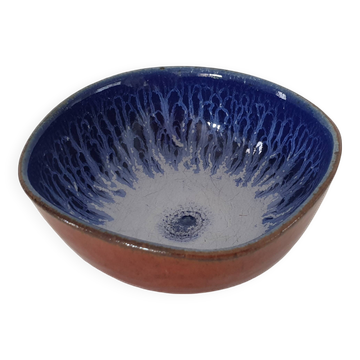 Glazed ceramic bowl / cup Blue interior Signed Alésia