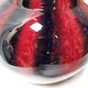 Gros vase boule vintage en verre soufflé décor flammé rouge et bleu nuit
