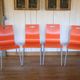 Set of 8 vintage metal and wood chairs