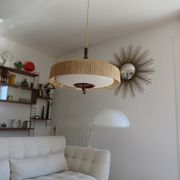 Suspension Temde en sisal et teck vers 1960