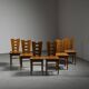 Set of six oak chairs by Henry Jacques Le Même, France circa 1940