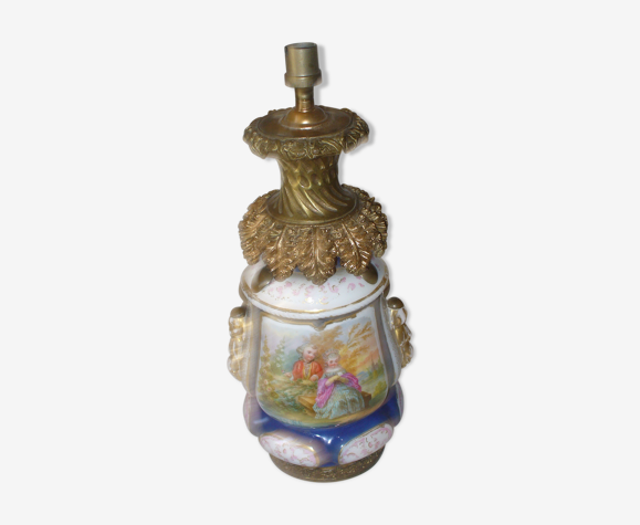 Lampe en faience et bronze