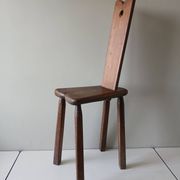 Antique Alpine peasant chair, Stabelle type, made of solid wood – 19th century.