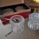 Pair of crystal glass table salt shakers - Circa 1950