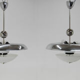 Ensemble de deux lustres Bauhaus, années 1930, restauré