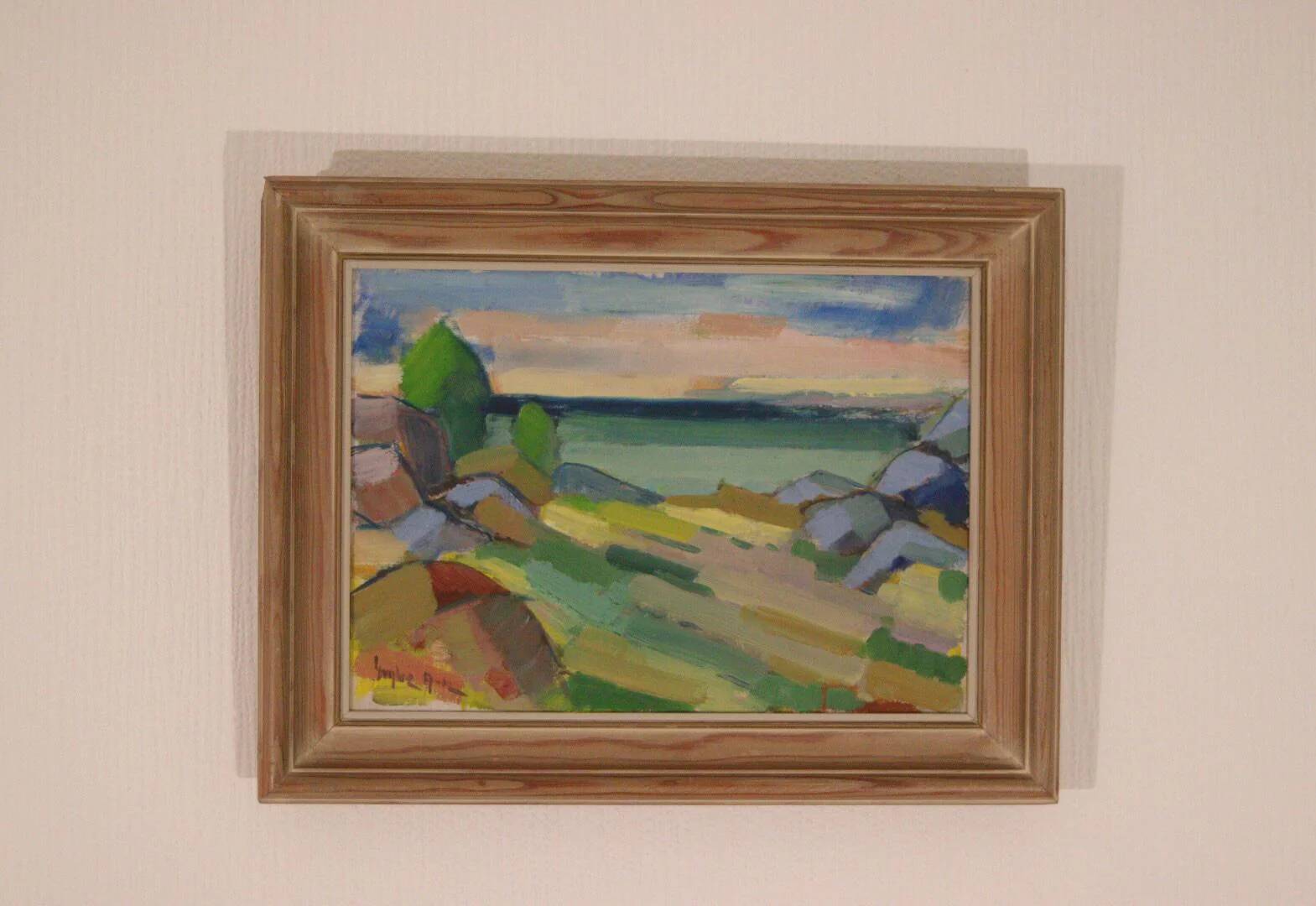 Huile sur toile suédoise originale du milieu du siècle – Österlen, Skåne