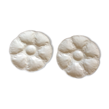 Set of 2 French vintage plates in gien white dabbling