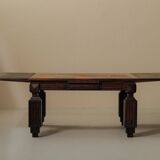 Art Deco table or desk, solid oak and marquetry, France 1930