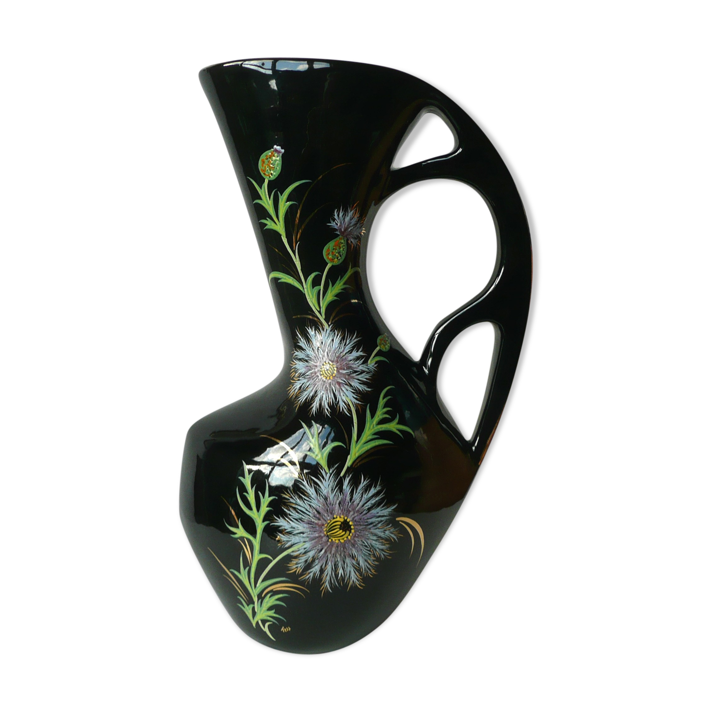 Vallauris vase signed with XXL thistles