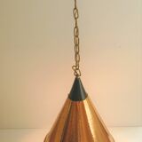 Rare cone - shaped pendant lamp in hammered structed copper - Denmark 1960s.