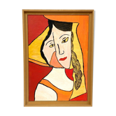 Huile sur carton par Denise Fortin composition figurative ma geisha 1999