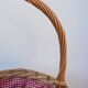 Basket in vintage woven wicker and red gingham