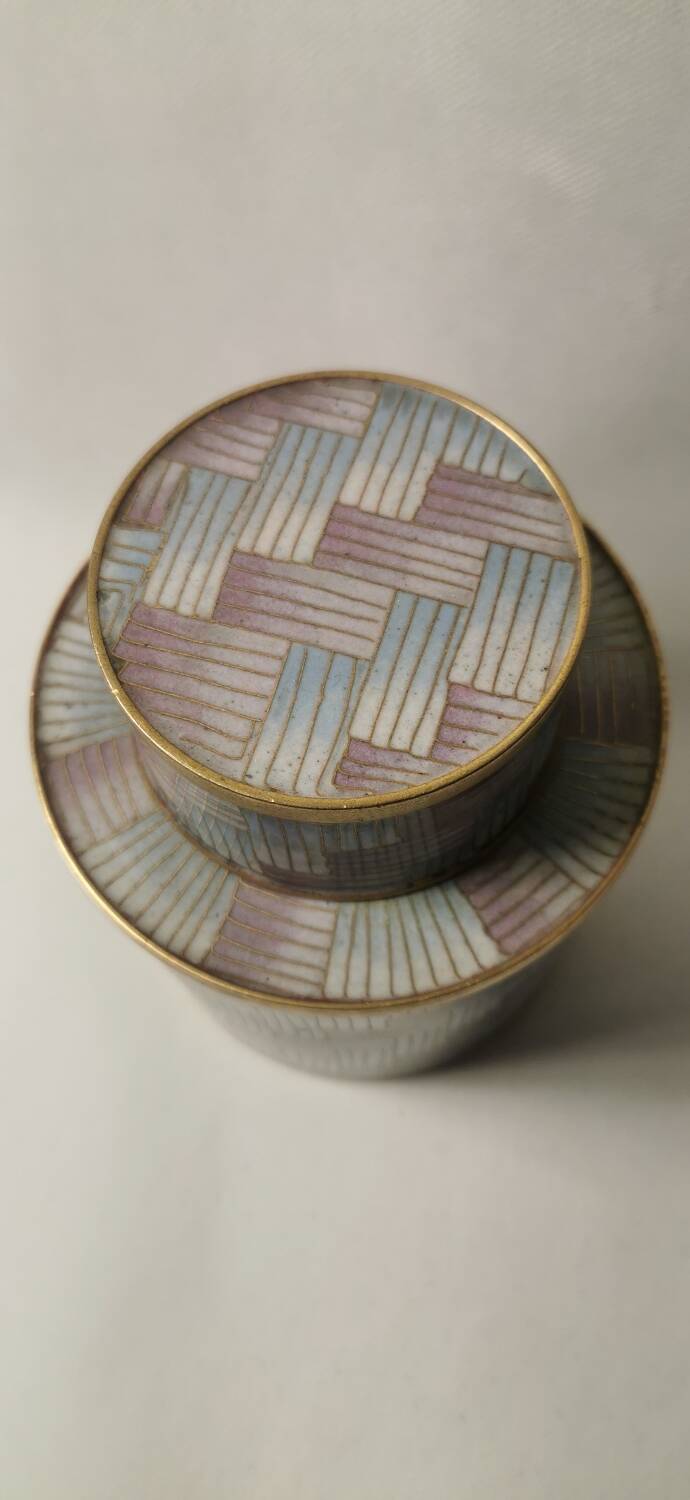 Superb cloisonné copper tea pot attributed to fabienne jouvin