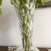 Vase tulipe en cristal ciselé  et argent 23 cm