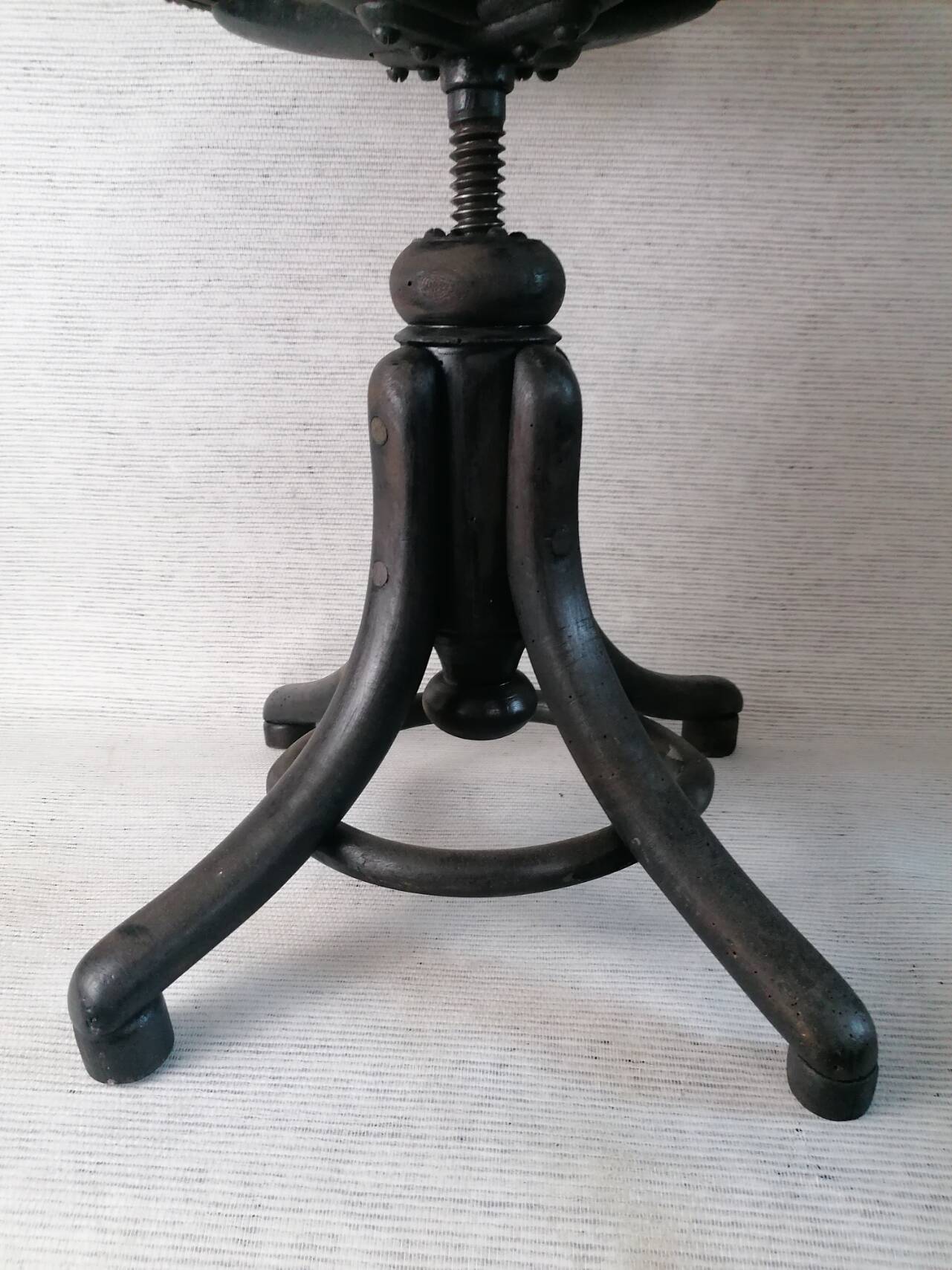 Thonet wooden screw stool. Revamped Empire style.