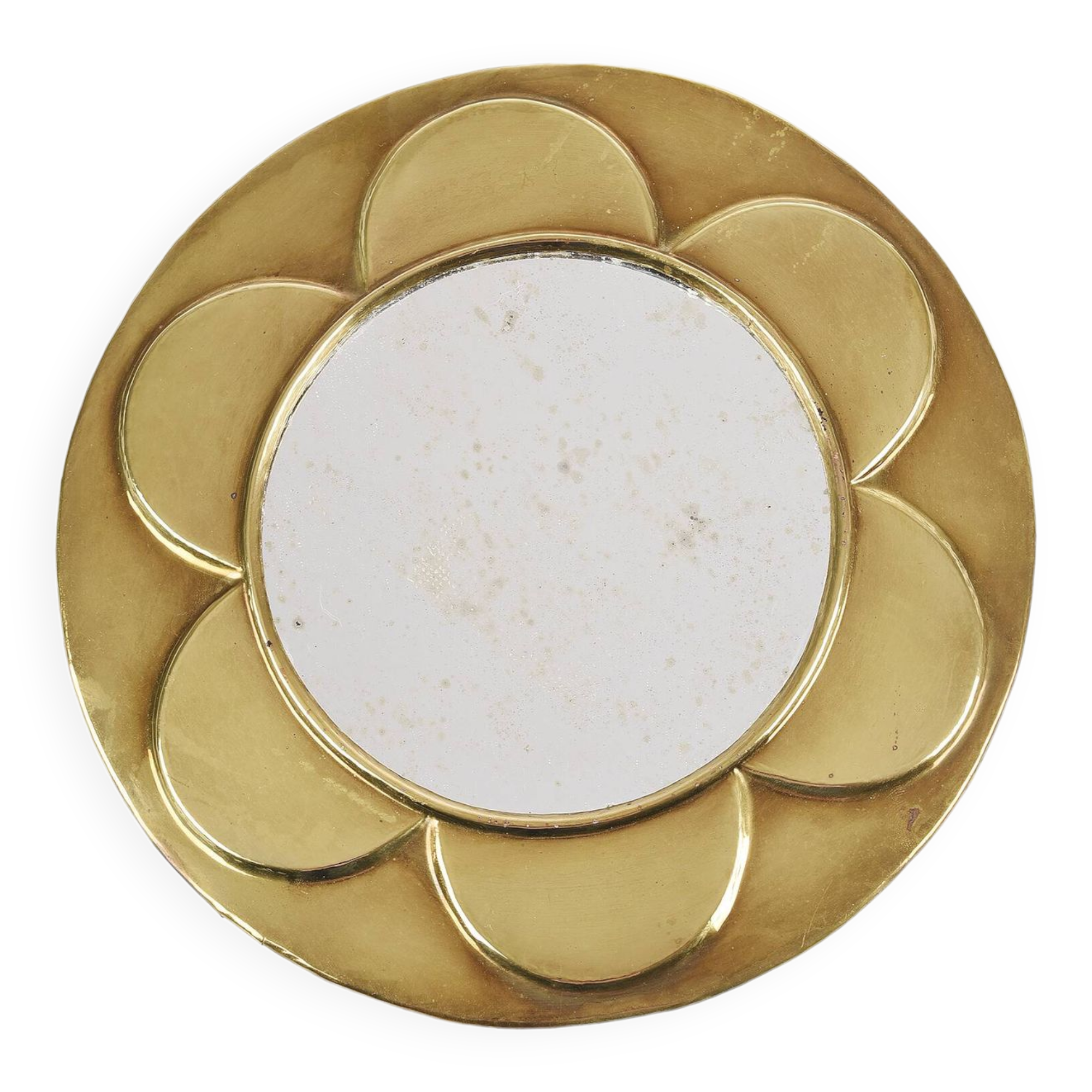 Miroir rond ancien en laiton