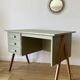 Bureau scandinave en teck restauré - Pieds compas
