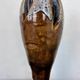 Vintage Mid-Century Modern Studio Pottery Tulip Lotus Bud Pedestal Vase - Earthen Brown & White Glaze