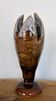 Vintage Mid-Century Modern Studio Pottery Tulip Lotus Bud Pedestal Vase - Earthen Brown & White Glaze