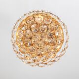 Chandelier in gilded brass and crystal glass inlaid by Palwa, Germany, 1970s.