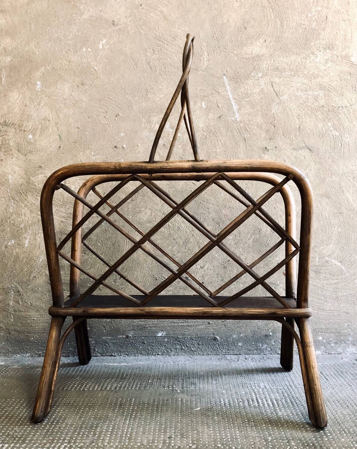 Vintage rattan magazine rack