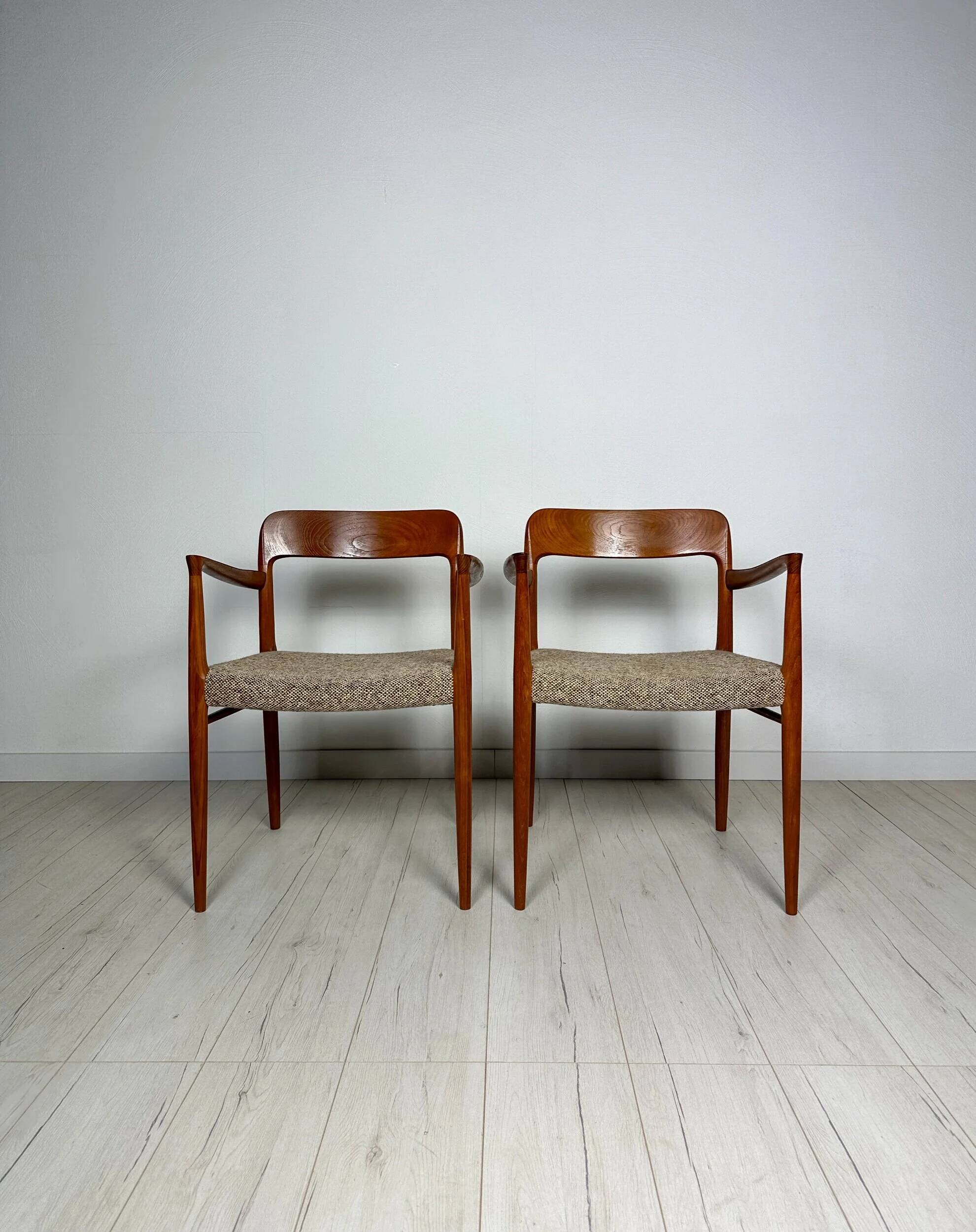 1950s Set of 2 Danish Teak Dining Chairs No. 56 by Niels O. Møller