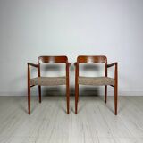 1950s Set of 2 Danish Teak Dining Chairs No. 56 by Niels O. Møller