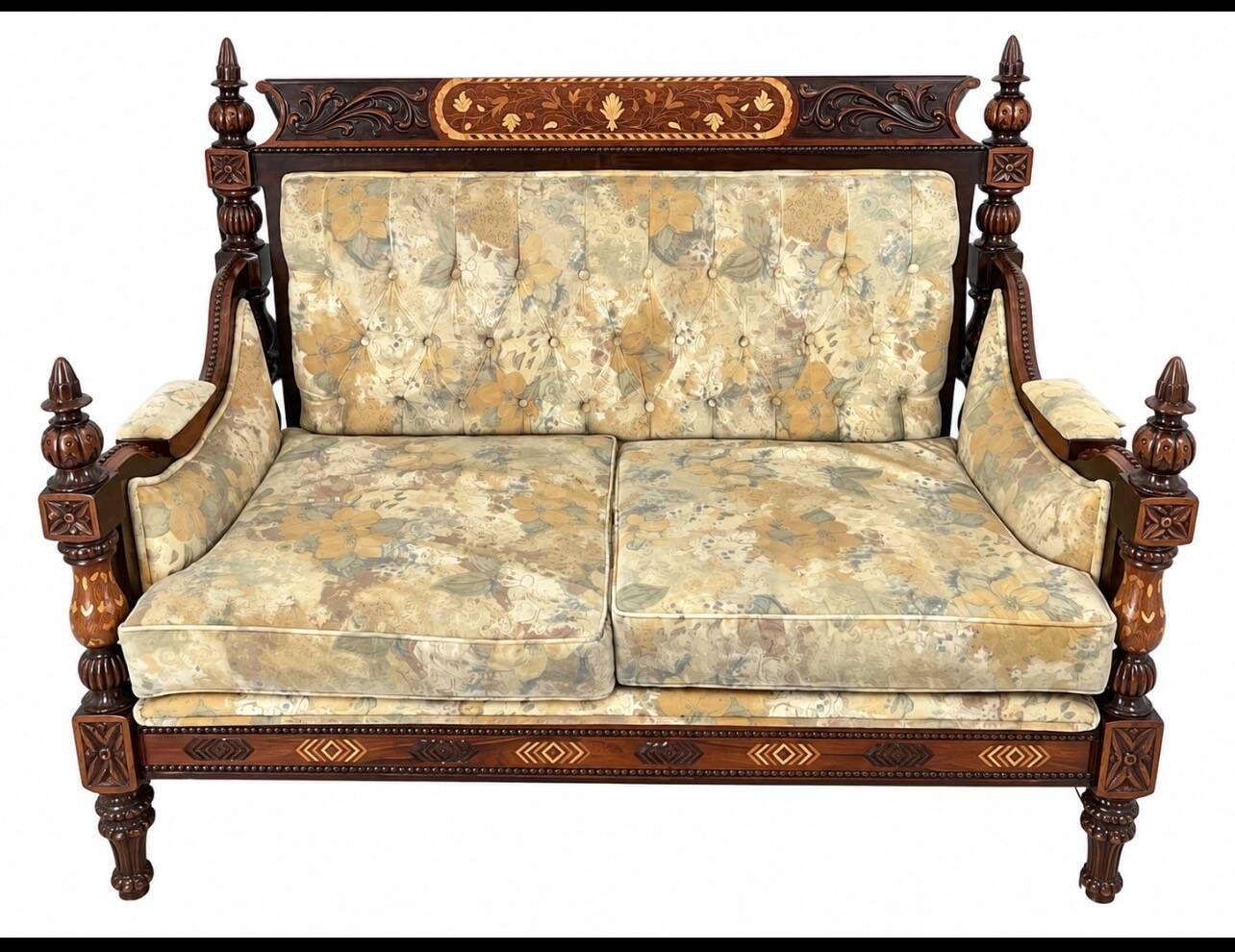 Two-seater canapé made of hand-carved Sheesham wood - Chiniot, Pakistan