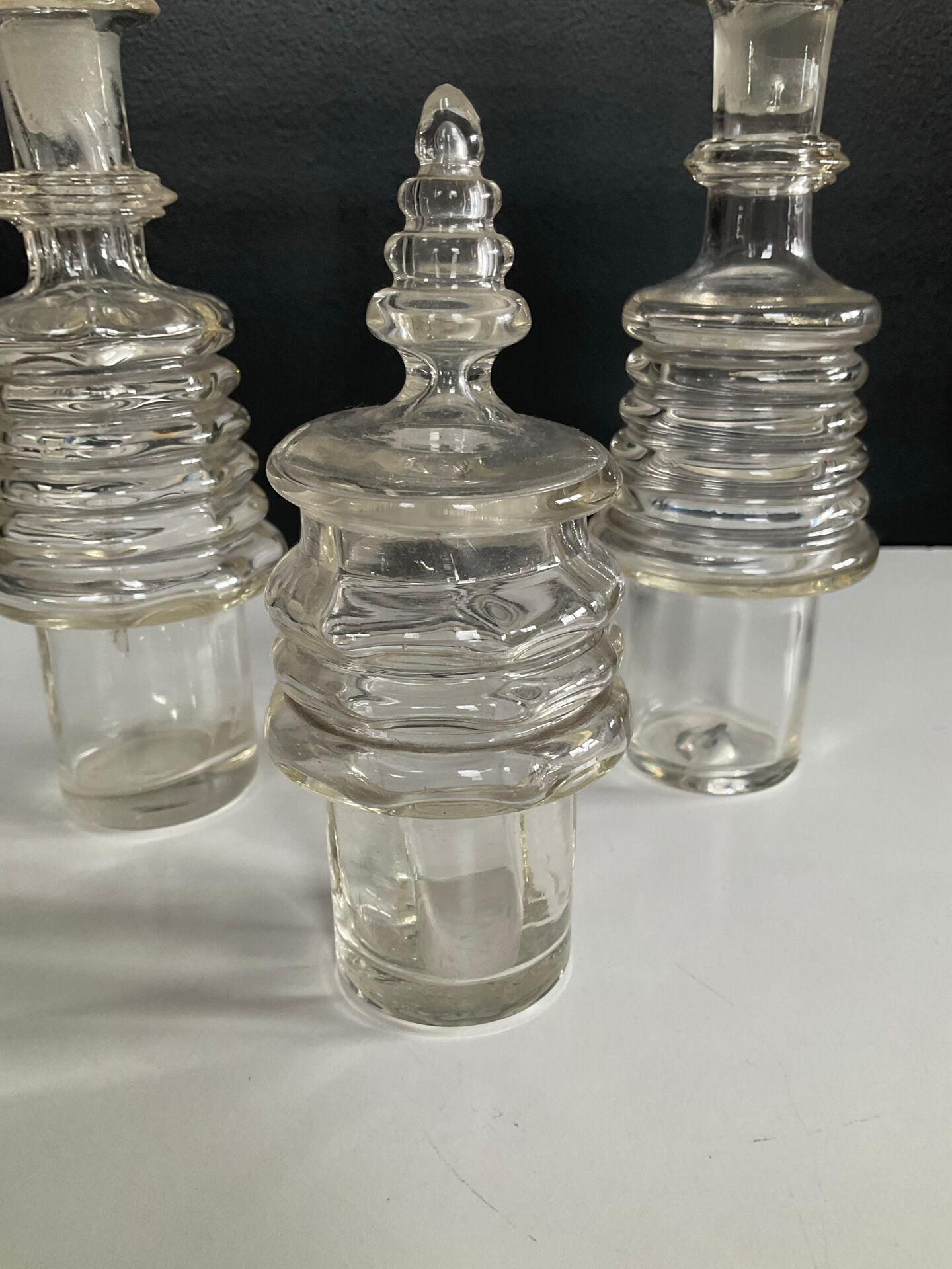 Set of 3 Art Deco crystal bottles