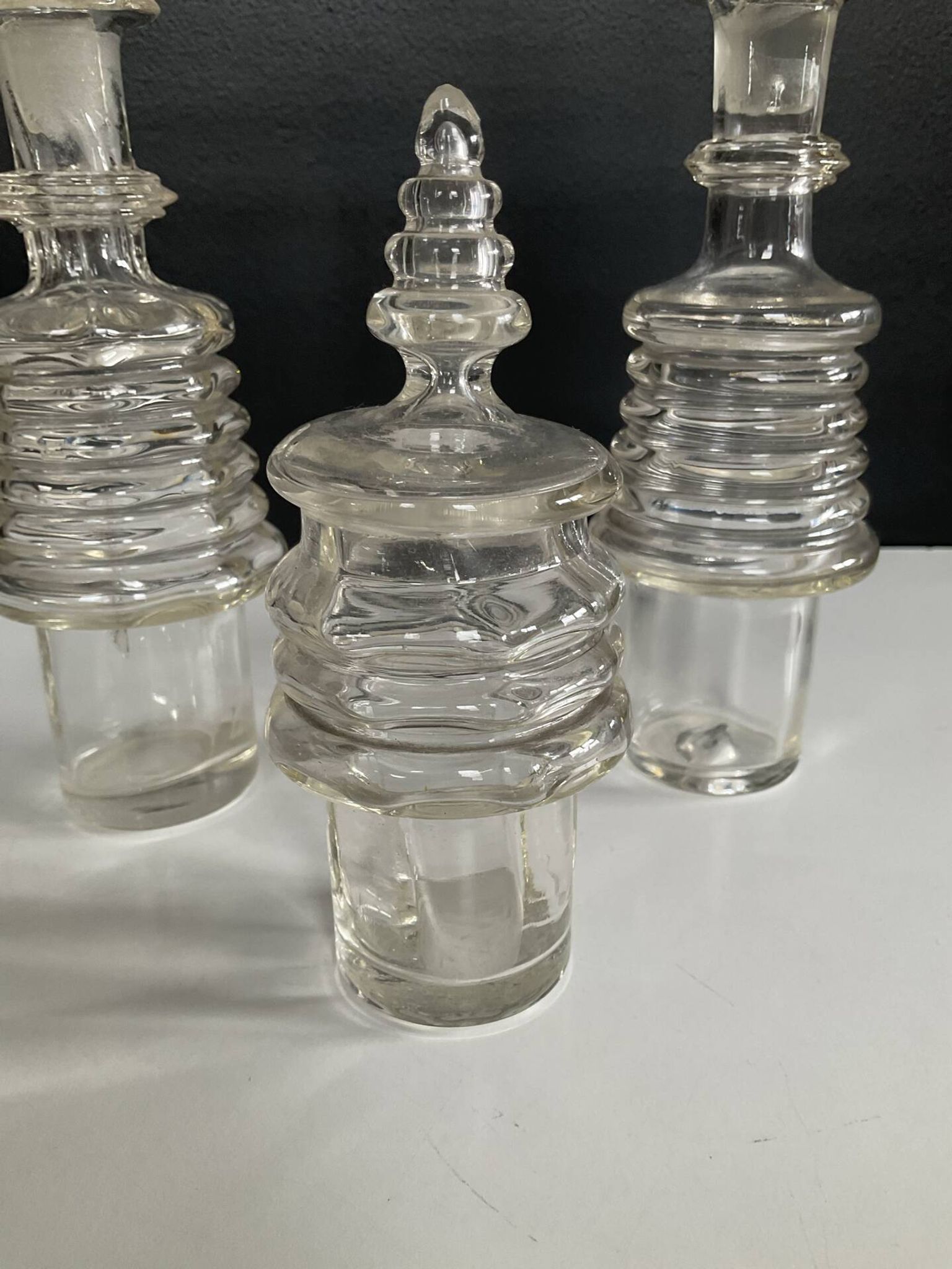 Set of 3 Art Deco crystal bottles