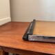 Art Deco wooden and painted glass plateau