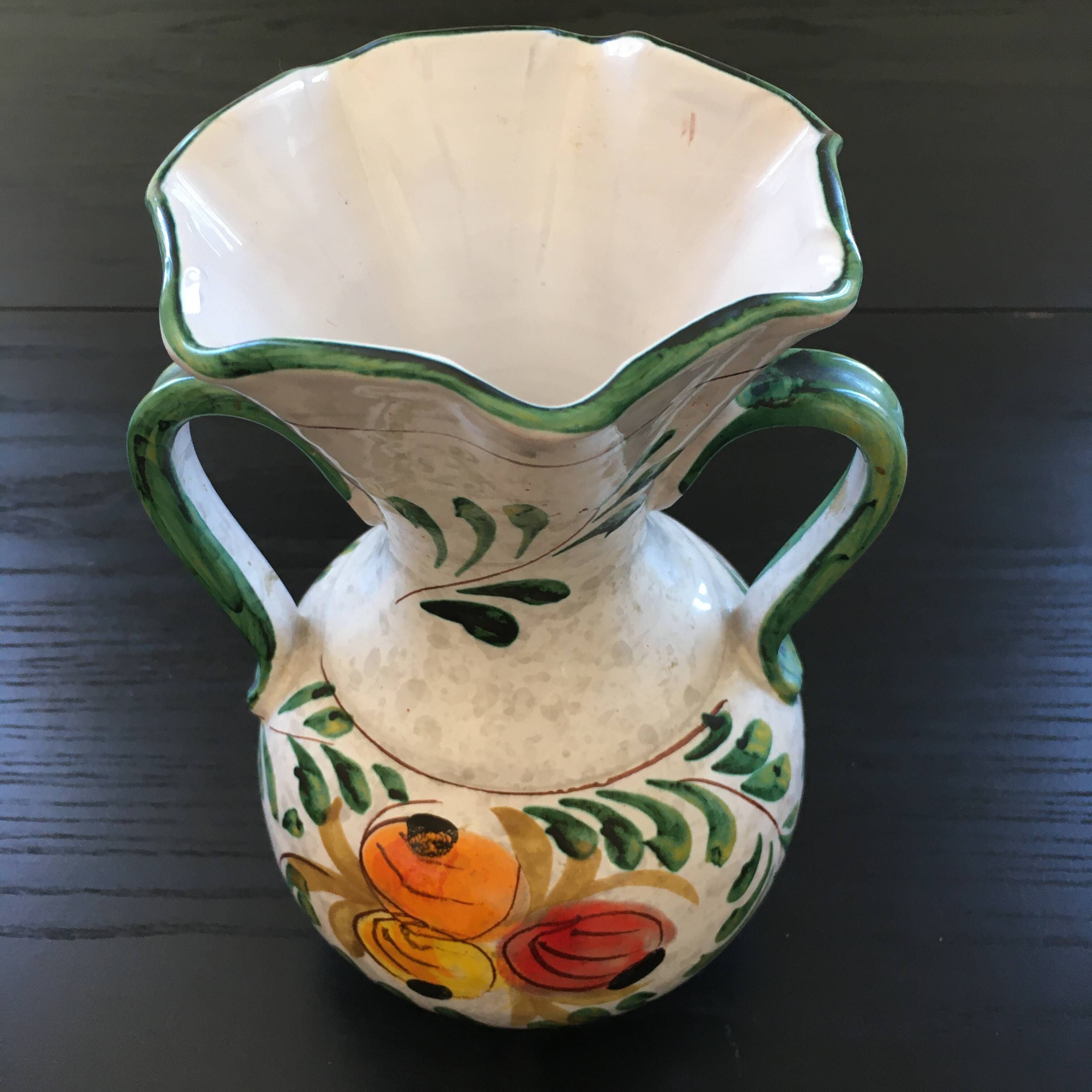 Signed floral decoration vase